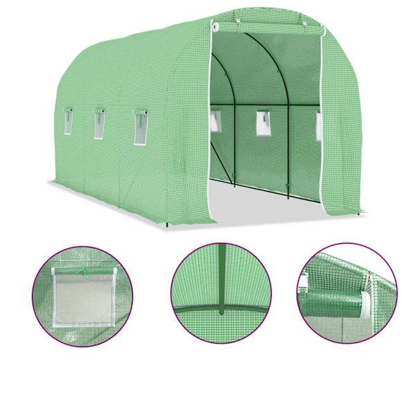 vidaXL Växthus 9 m² 4,5x2x2 m Grön