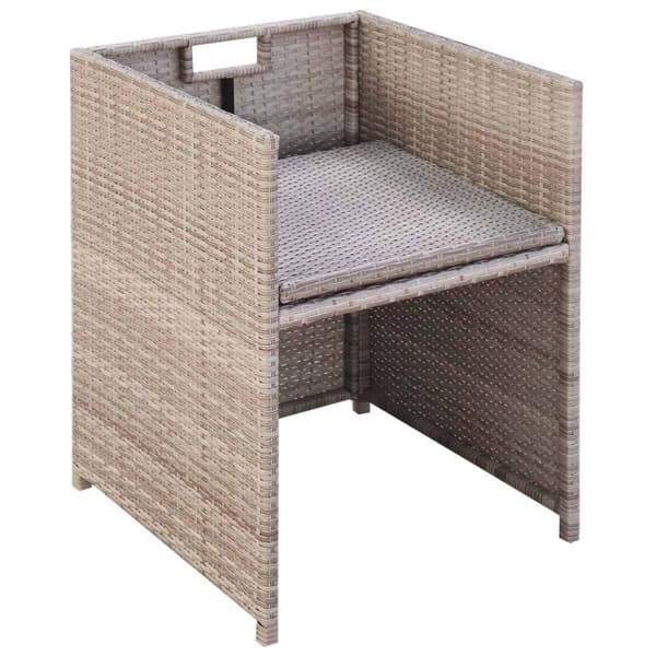 vidaXL Trädgårdsmöbelset grå konstrotting 11 delar Beige
