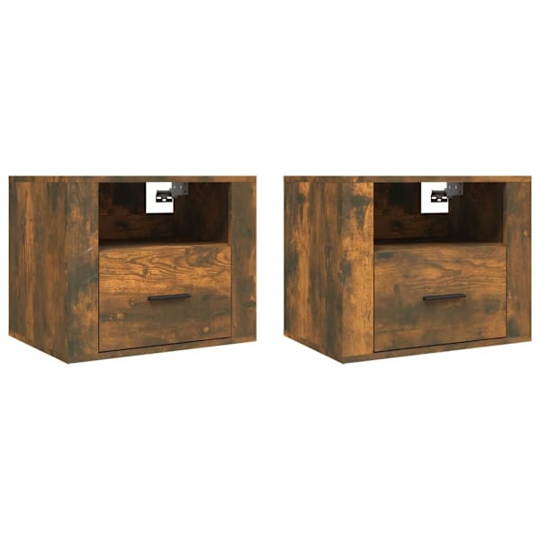 vidaXL Väggmonterade sängbord 2 st rökfärgad ek 50x36x40 cm Brun