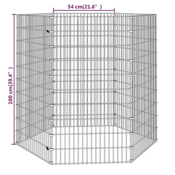 vidaXL Kaninhage 6 paneler 54x100 cm galvaniserat järn Silver
