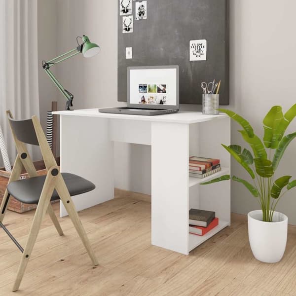 vidaXL Skrivbord vit 110x60x73 cm konstruerat trä Vit