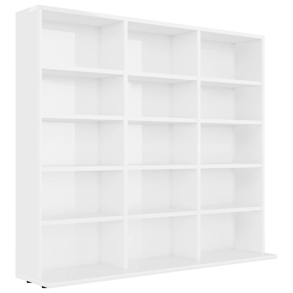 vidaXL CD-hylla vit högglans 100x23x89,5 cm konstruerat trä Vit