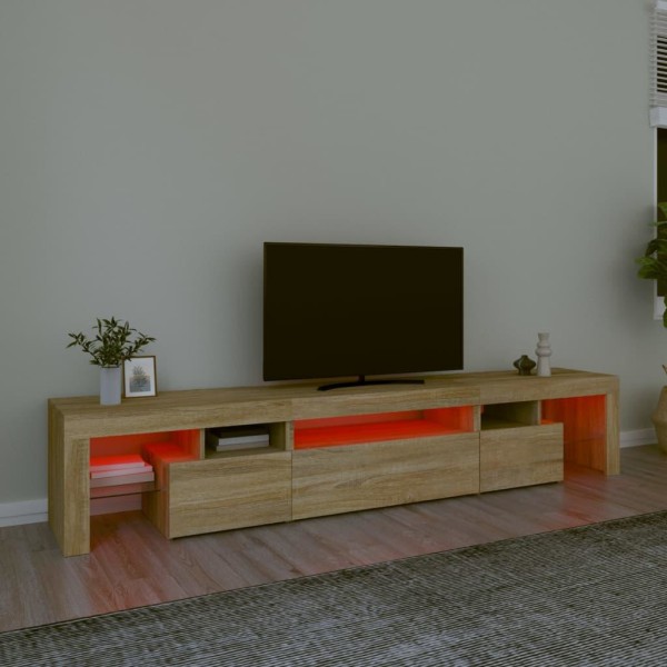 vidaXL Tv-bänk med LED-belysning sonoma ek 215x36,5x40 cm Brun