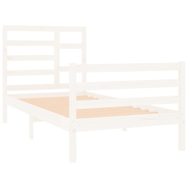 vidaXL Sängram vit massivt trä 75x190 cm Vit
