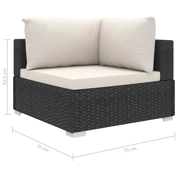 vidaXL Loungeset för trädgården med dynor 4 delar konstrotting svart Svart