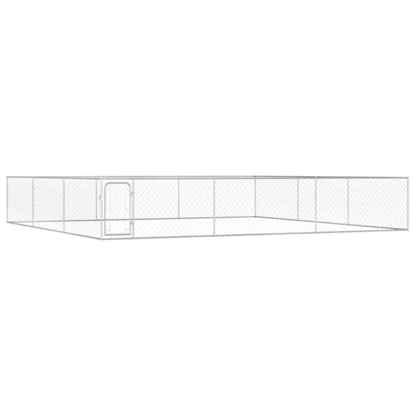 vidaXL Hundgård för utomhusbruk galvaniserat stål 6x6x1 m Silver