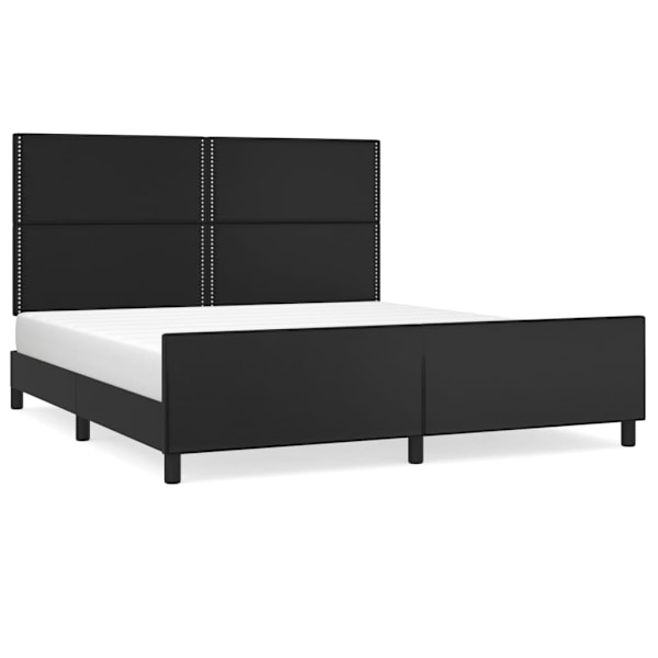 vidaXL Sängram med huvudgavel svart 160x200 cm konstläder Svart