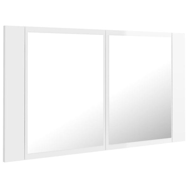 vidaXL Spegelskåp för badrum LED vit högglans 80x12x45 cm akryl Vit