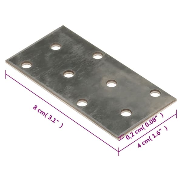 vidaXL Hålplatta 60 st 2 mm 80x40 mm galvaniserat stål