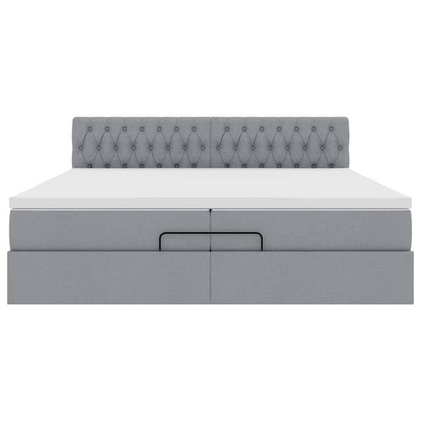 vidaXL Ottoman sängram med madrasser ljusgrå 200x200 cm tyg Grå