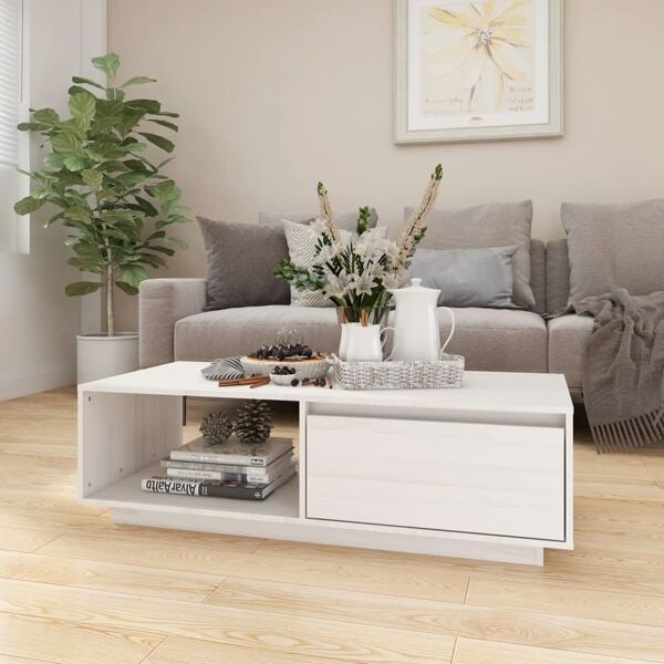 vidaXL Soffbord vit 110x50x33,5 cm massiv furu Vit
