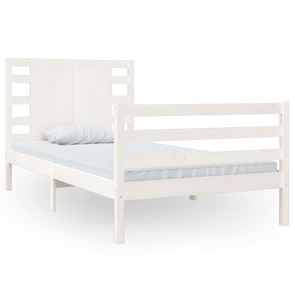 vidaXL Sängram vit massiv furu 100x200 cm enkelsäng Vit