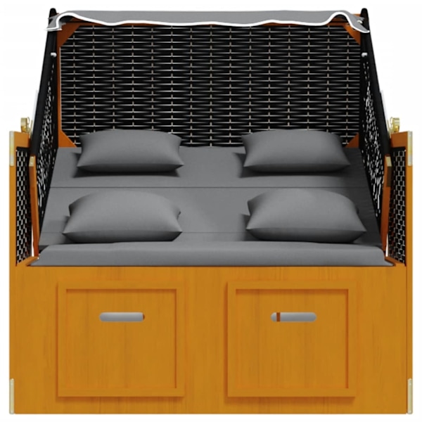 vidaXL Strandkorg med dyna konstrottning massivt trä svart & antracit Svart