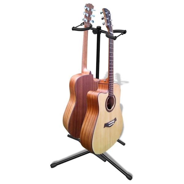 vidaXL Gitarrställ vikbar 66-80cm dubbel Svart