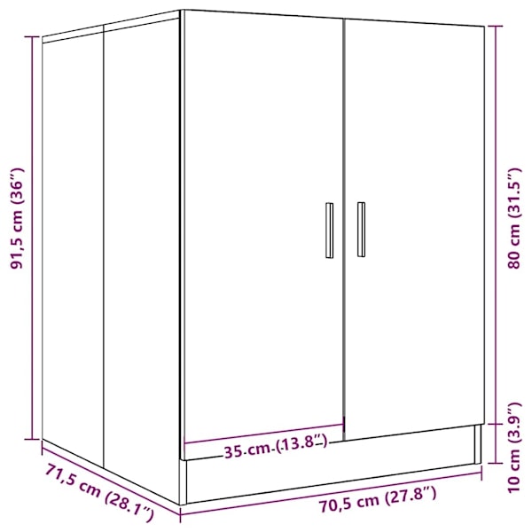 vidaXL Tvättmaskinsskåp vit 71x71,5x91,5 cm Vit