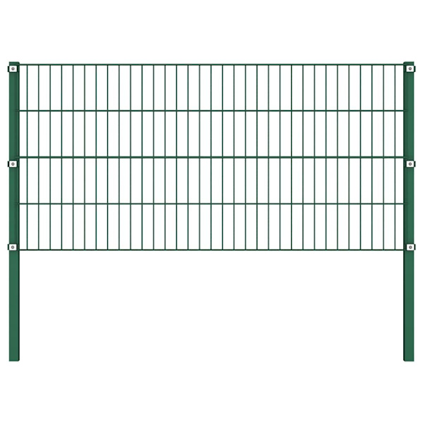 vidaXL Stängselpanel med stolpar järn 15,3x0,8 m grön Grön