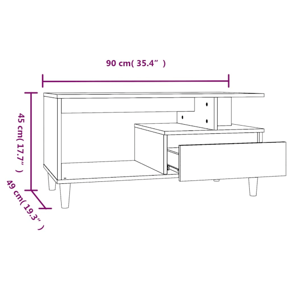vidaXL Soffbord brun ek 90x49x45 cm konstruerat trä Brun