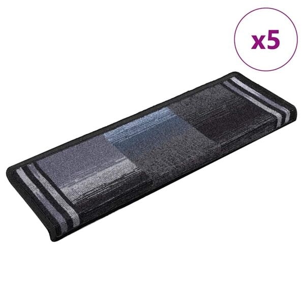 vidaXL Trappstegsmattor självhäftande 5 st 65x21x4 cm svart och grå Svart