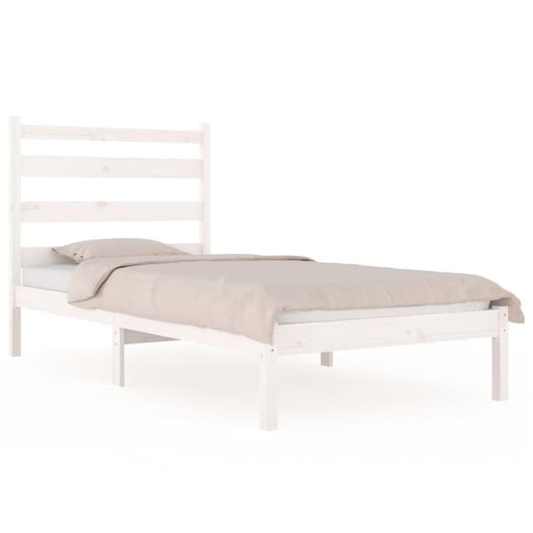 vidaXL Sängram vit massiv furu 90x190 cm Vit