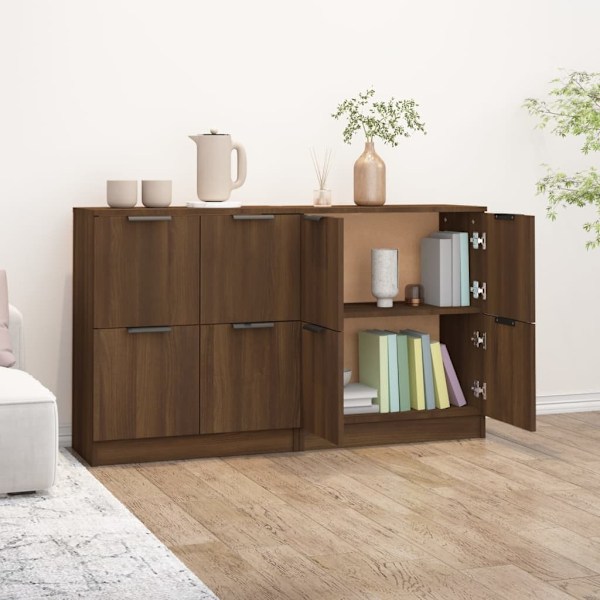 vidaXL Skänk 2 delar brun ek 60x30x70 cm konstruerat trä Brun