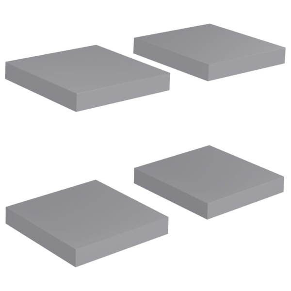 vidaXL Svävande vägghyllor 4 st grå 23x23,5x3,8 cm MDF grå