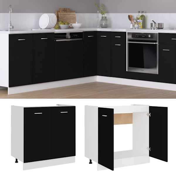 vidaXL Underskåp för diskho “Lyon” svart 80x46x81,5 cm konstruerat trä Svart