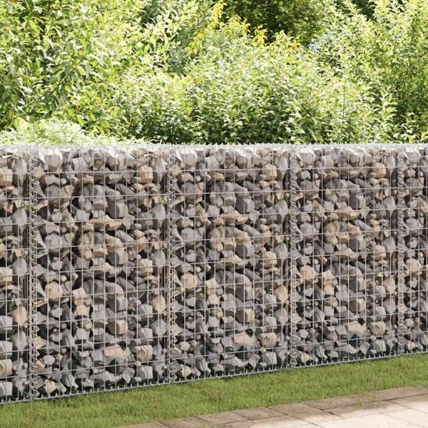 vidaXL Gabionmur i galvaniserat stål 60x50x100 cm Silver