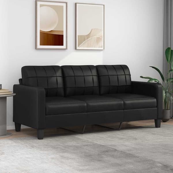 vidaXL 3-sitssoffa svart 180 cm konstläder art
