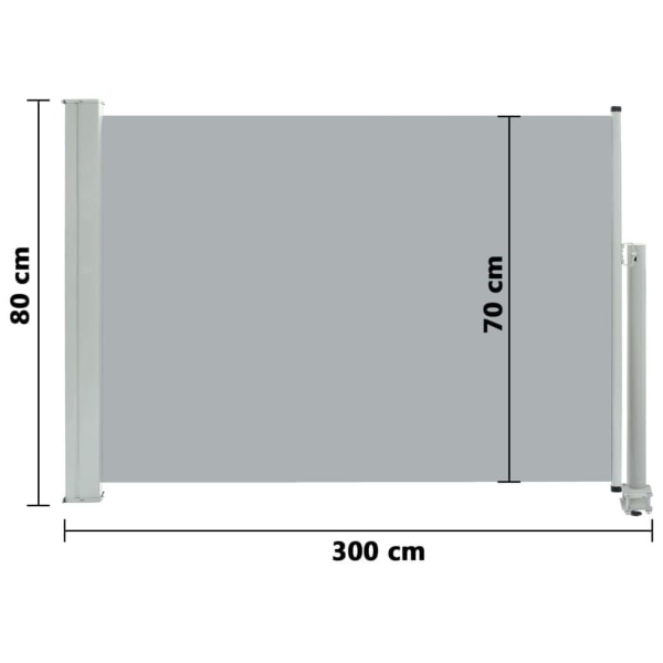 vidaXL Infällbar sidomarkis 80x300 cm grå grå