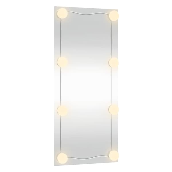 vidaXL Väggspegel med LED-belysning 30x80 cm glas rektangulär Silver