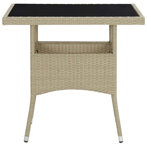 vidaXL Trädgårdsbord beige konstrotting och glas Beige