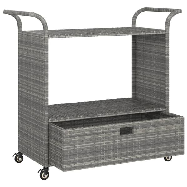 vidaXL Serveringsvagn med låda grå 100x45x97 cm konstrotting grå