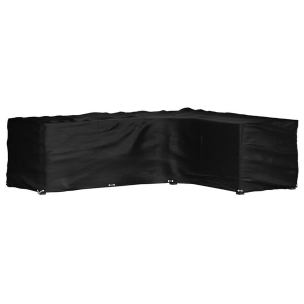 vidaXL Överdrag för utemöbler 16 ölj. 260x210x80cm L-format Svart