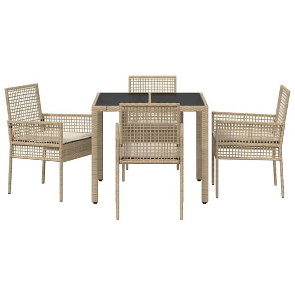 vidaXL Trädgårdsmöbelset 5 st Beige konstrotting Beige