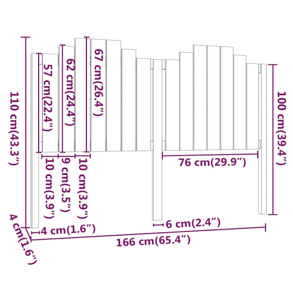 vidaXL Sänggavel 166x4x110 cm massiv furu Brun