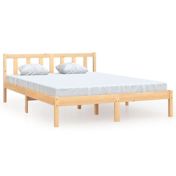 vidaXL Sängram massiv furu 140x200 cm Brun