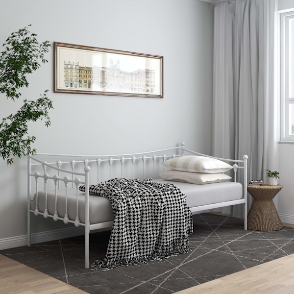 vidaXL Sängram bäddsoffa vit metall 90x200 cm Vit