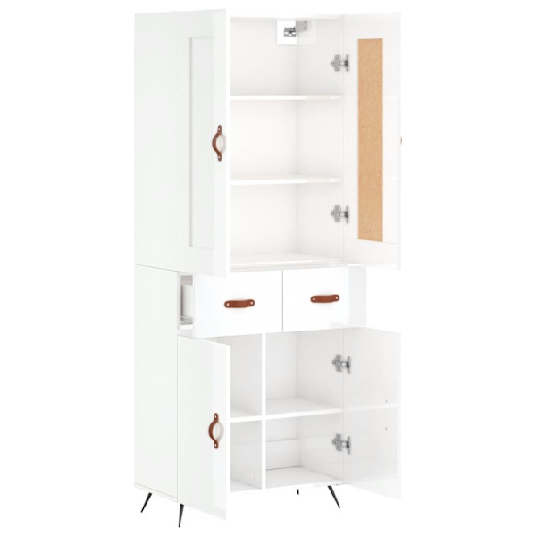 vidaXL Högskåp högglans vit 69,5x34x180 cm konstruerat trä Vit