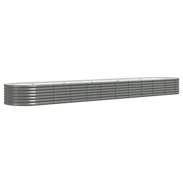 vidaXL Odlingslåda pulverlackerat stål 440x80x36 cm grå Grå