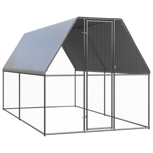 vidaXL Hönsbur för utomhusbruk 2x4x2 m galvaniserat stål Silver