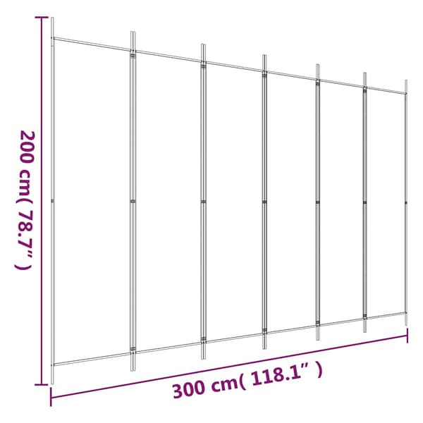vidaXL Rumsavdelare 6 paneler vit 300x200 cm tyg Vit