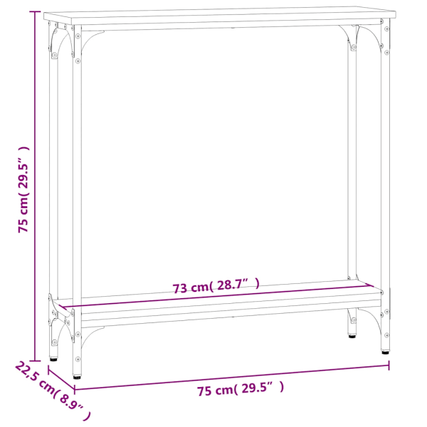 vidaXL Avlastningsbord brun ek 75x22,5x75 cm konstruerat trä Brun