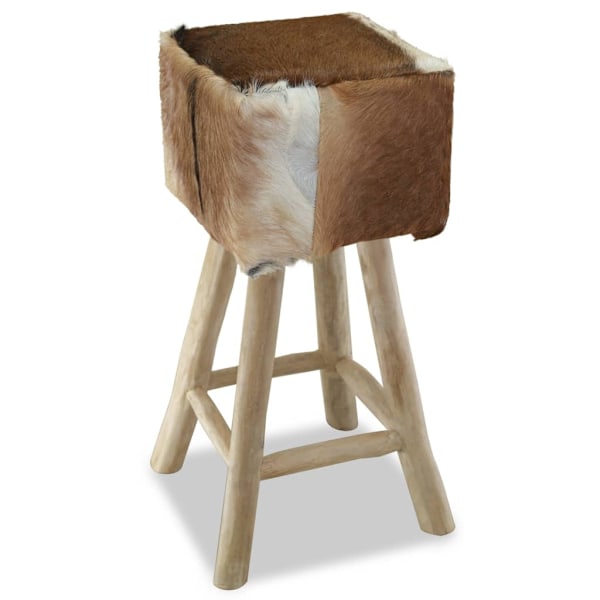 vidaXL Barstol äkta läder teak fyrkantig Brun