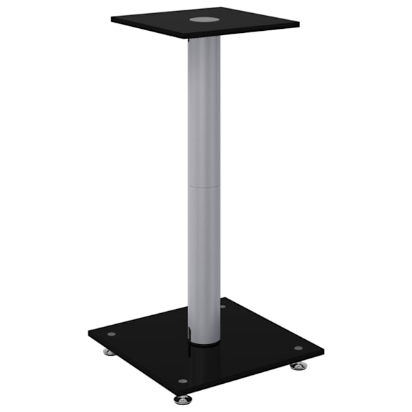 vidaXL Högtalarstativ 2 st härdat glas 1-pelarmodell svart & silver Svart