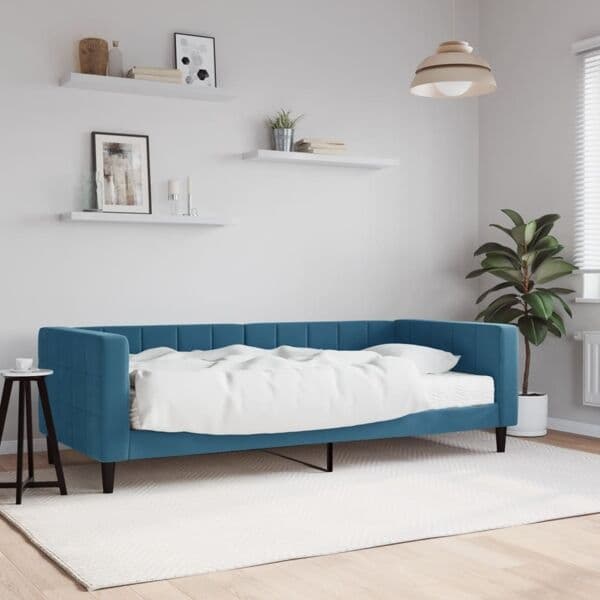 vidaXL Dagbädd med madrass blå 90x200 cm sammet Blå