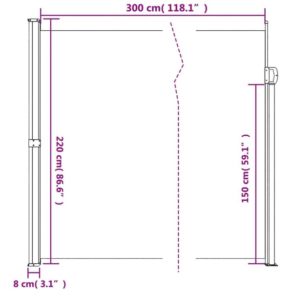 vidaXL Indragbar sidomarkis vit 220x300 cm Vit