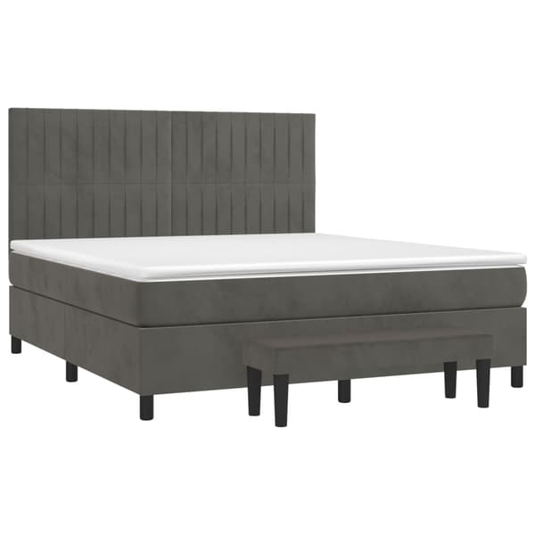 vidaXL Ramsäng med madrass mörkgrå 180x200 cm sammet Grå