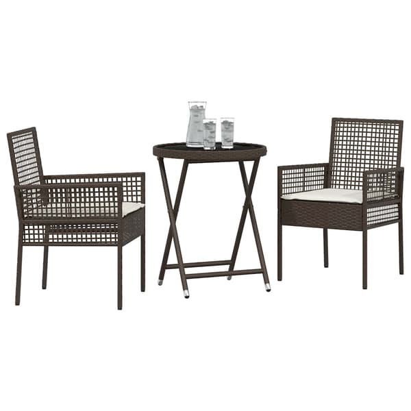 vidaXL Trädgårds Bistro Set 3 st Brun konstrotting Brun