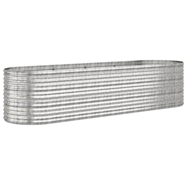 vidaXL Odlingslåda pulverlackerat stål 296x80x68 cm silver Silver