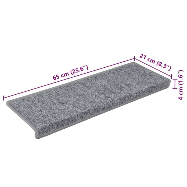 vidaXL Trappmattor 15 st 65x21x4 cm ljusgrå rektangulär kant multifärg